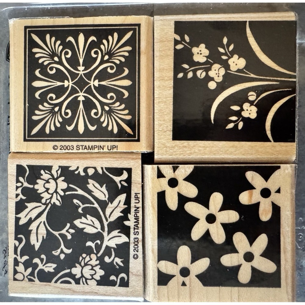 Stampin' Up Rubber Stamp Lot Floral Background Damask Scroll